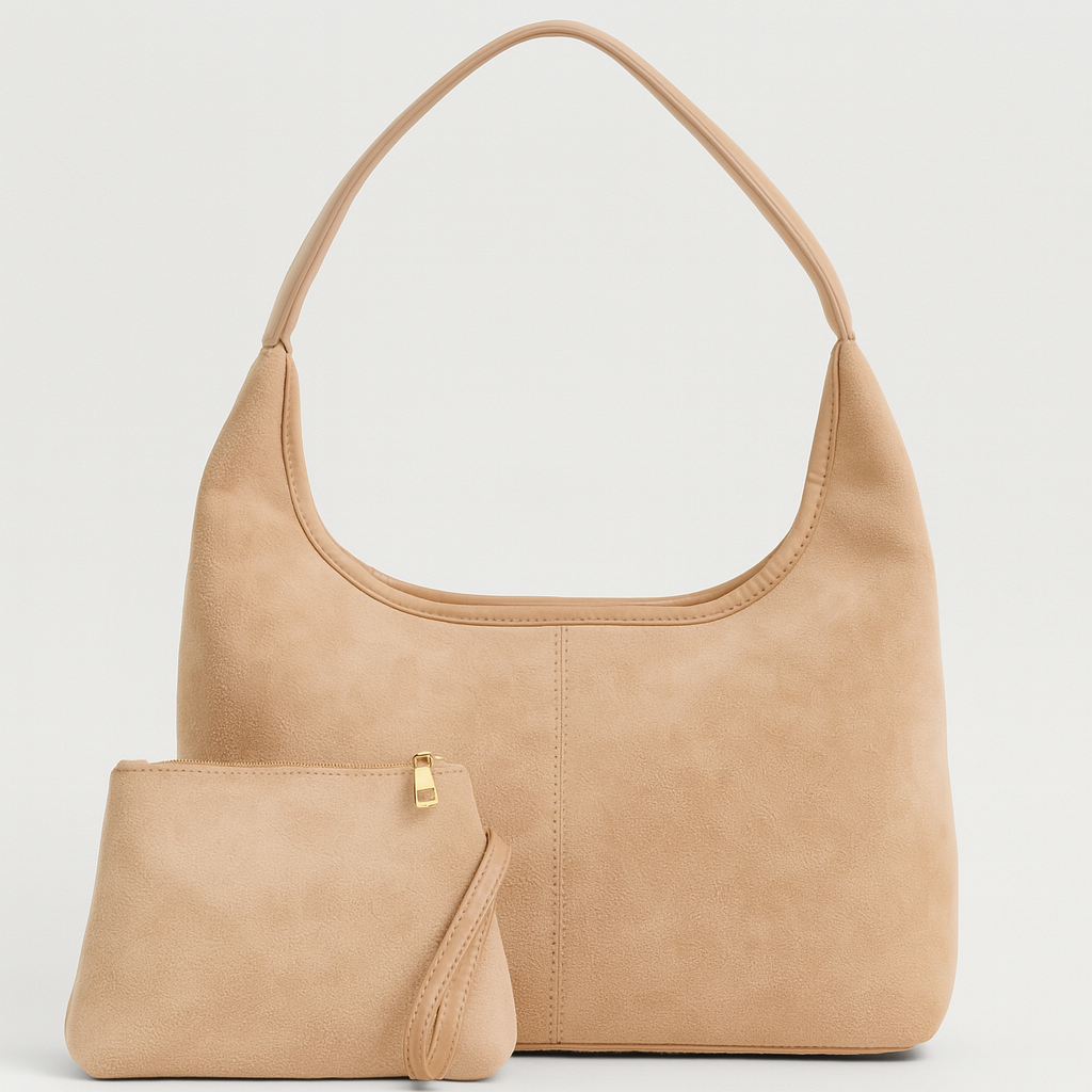 Isabella | Elegant Black Vegan Suede Tote Bag - Lumina