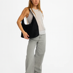 Isabella | Elegant Black Vegan Suede Tote Bag - Lumina