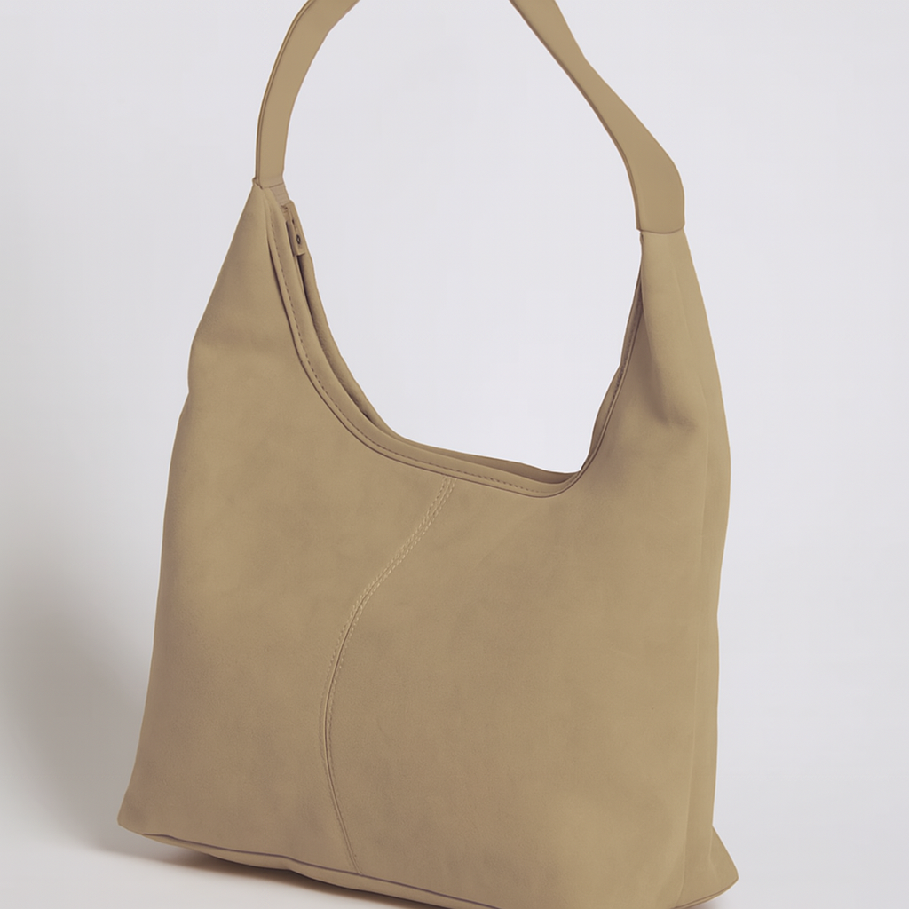 Isabella | Elegant Black Vegan Suede Tote Bag - Lumina