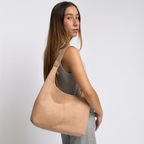 Isabella | Elegant Black Vegan Suede Tote Bag - Lumina