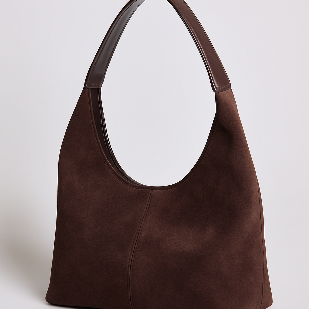 Isabella | Elegant Black Vegan Suede Tote Bag - Lumina