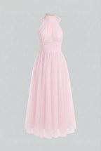 Isabella | Elegant Blush Midi Dress with Flattering Silhouette - Lumina