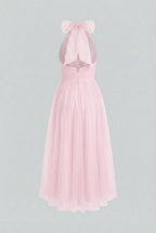 Isabella | Elegant Blush Midi Dress with Flattering Silhouette - Lumina