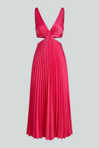 Isabella | Elegant Blush Pink Pleated Dress with Flowing Silhouette - Lumina