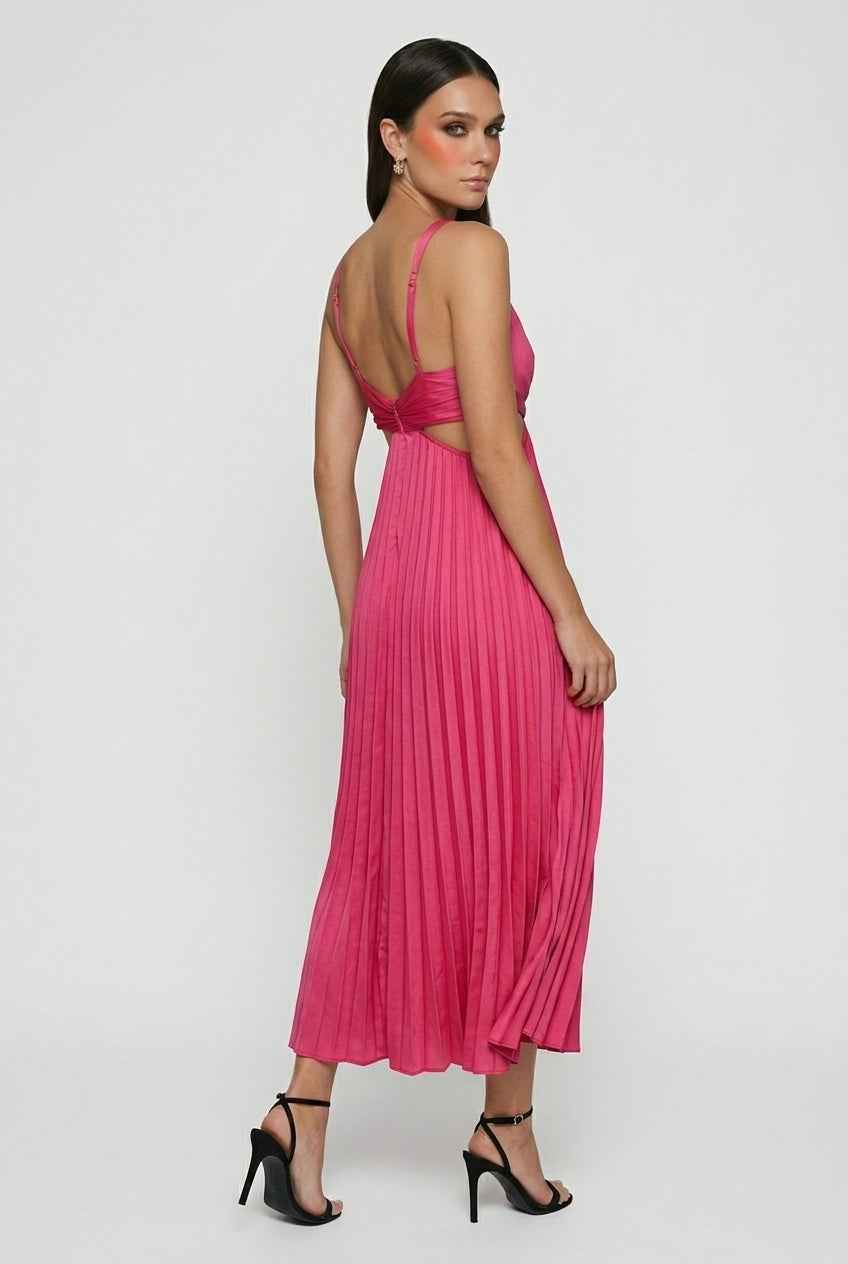 Isabella | Elegant Blush Pink Pleated Dress with Flowing Silhouette - Lumina