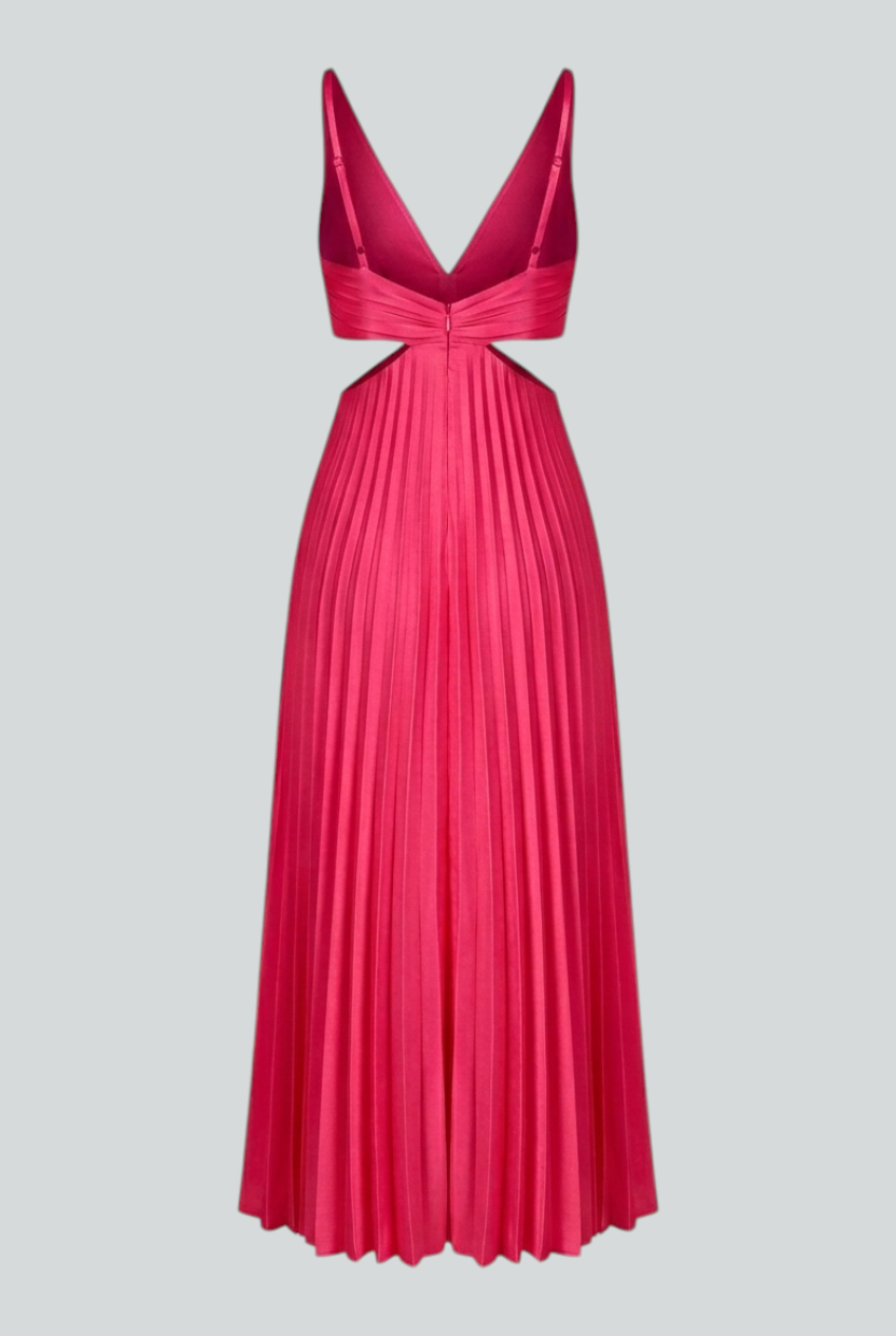 Isabella | Elegant Blush Pink Pleated Dress with Flowing Silhouette - Lumina