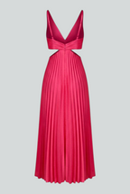 Isabella | Elegant Blush Pink Pleated Dress with Flowing Silhouette - Lumina