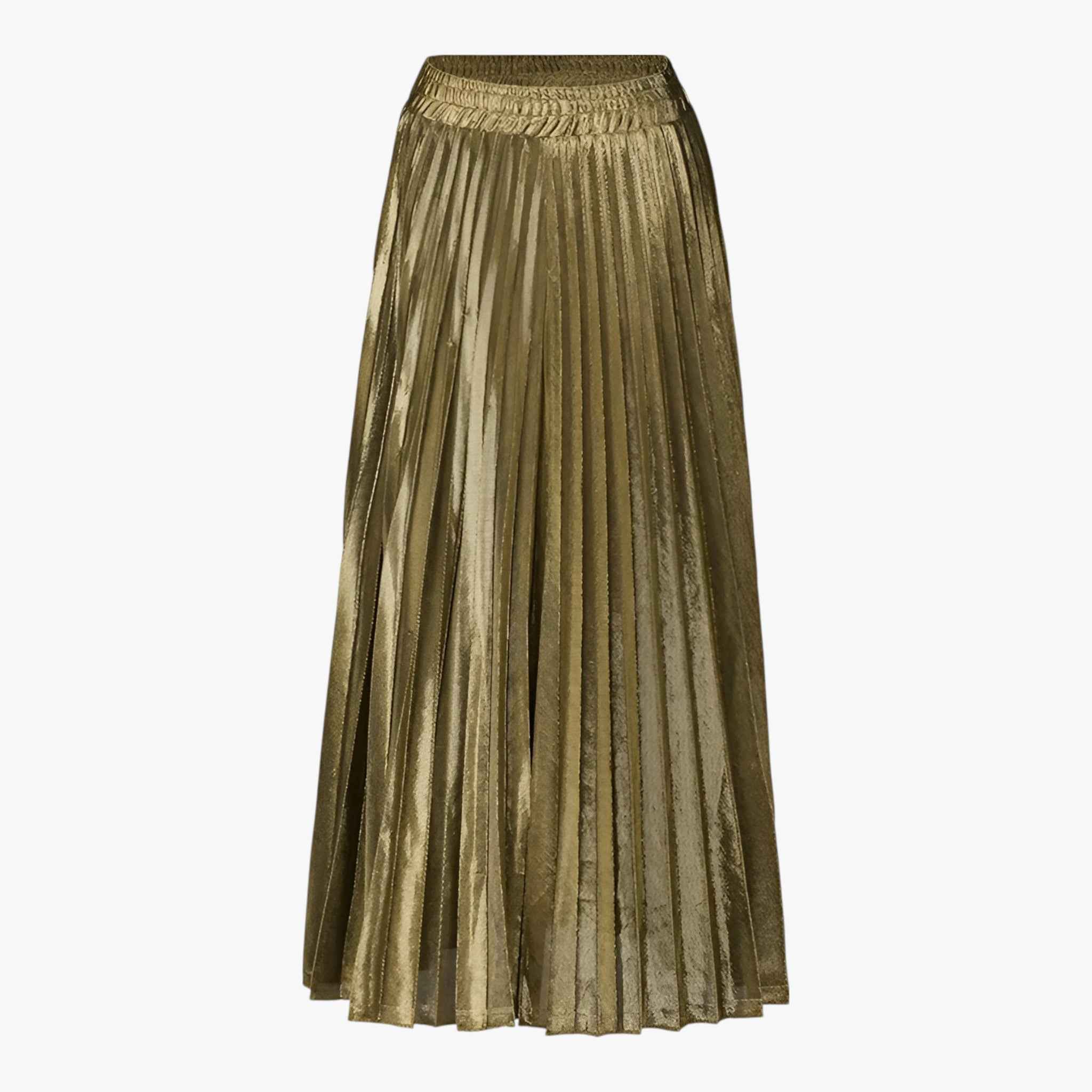Isabella | Elegant Gold Pleated Maxi Skirt with High Waist - Lumina