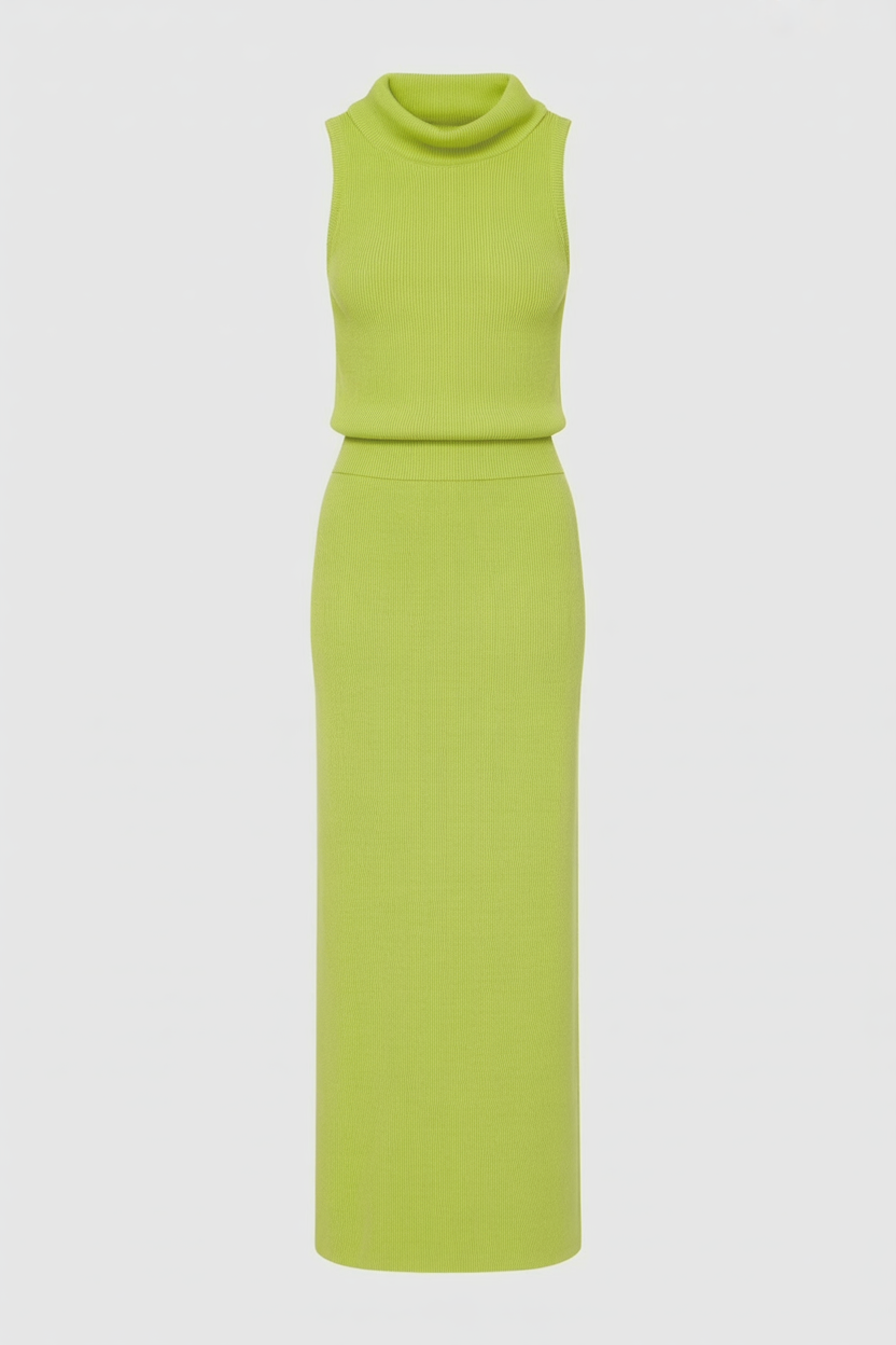 Isabella | Elegant Green Knit Skirt and Top Set with Flattering Fit - Lumina