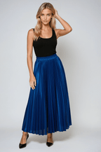 Isabella | Elegant High Waist Pleated Maxi Skirt in Gold - Lumina