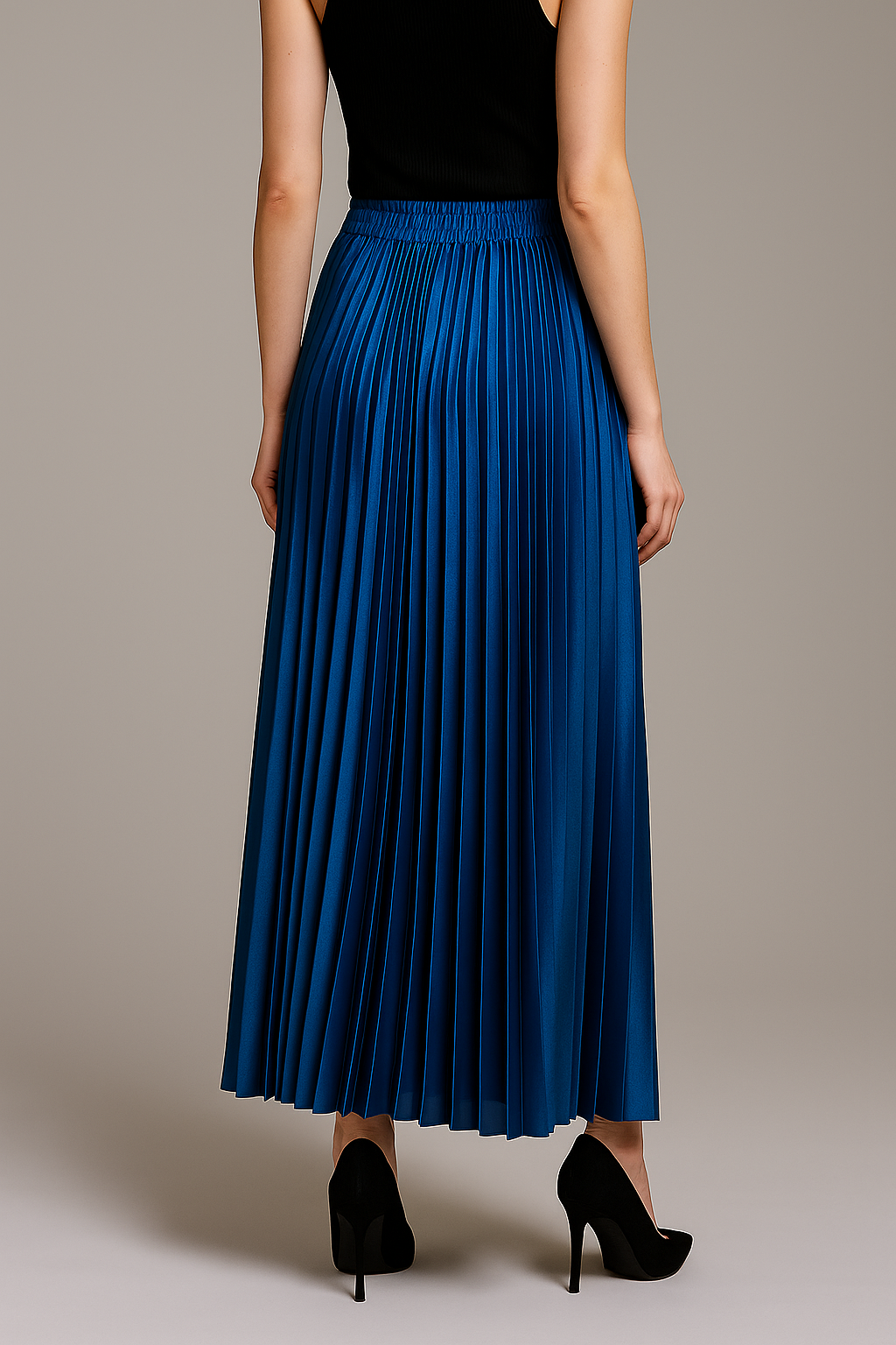 Isabella | Elegant High Waist Pleated Maxi Skirt in Gold - Lumina