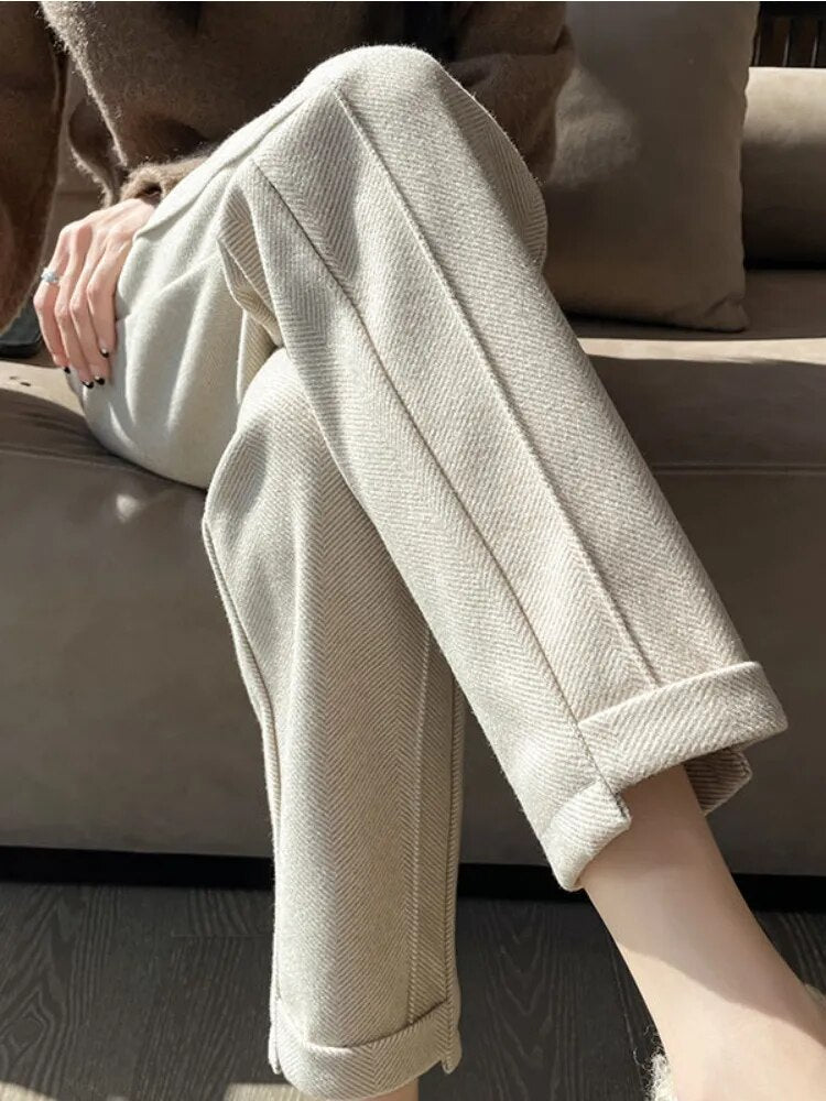 Isabella | Elegant High-Waisted Pencil Trousers - Lumina