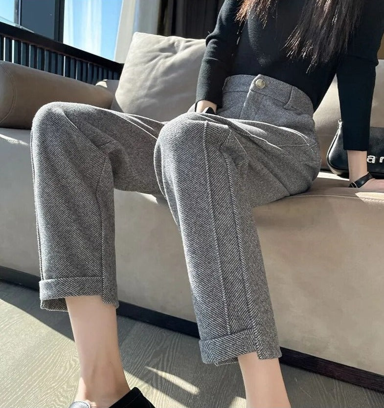 Isabella | Elegant High-Waisted Pencil Trousers - Lumina