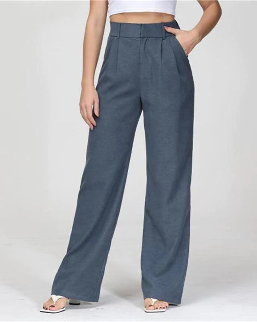 Isabella | Elegant High-Waisted Wide-Leg Trousers - Lumina