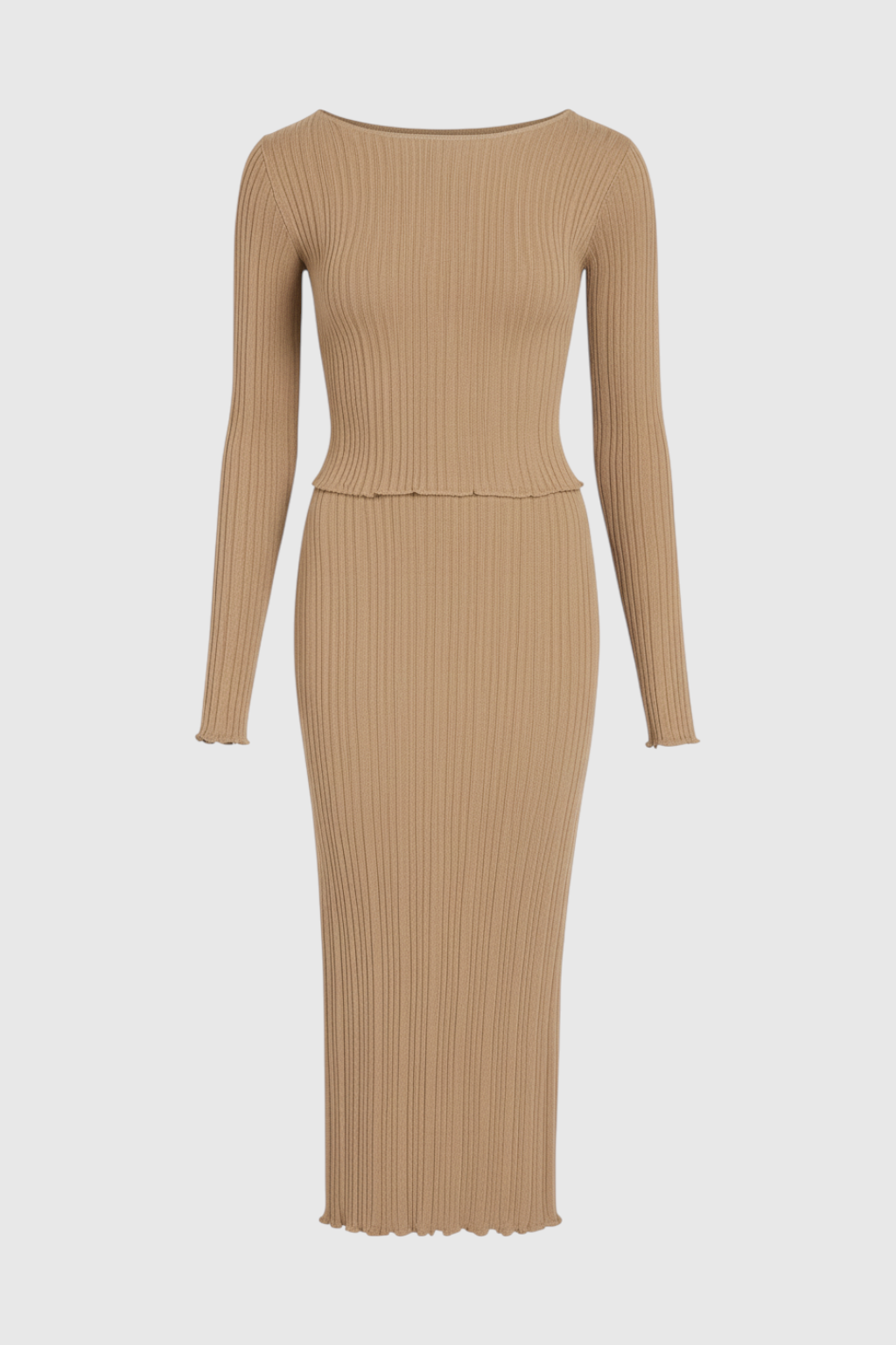 Isabella | Elegant Khaki Maxi Skirt Set with Slim Fit - Lumina