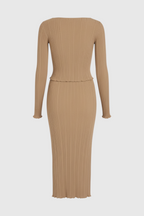 Isabella | Elegant Khaki Maxi Skirt Set with Slim Fit - Lumina