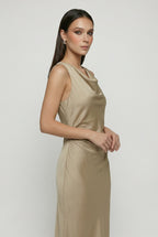 Isabella | Elegant Khaki Summer Dress with Sophisticated Fit - Lumina
