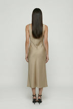 Isabella | Elegant Khaki Summer Dress with Sophisticated Fit - Lumina