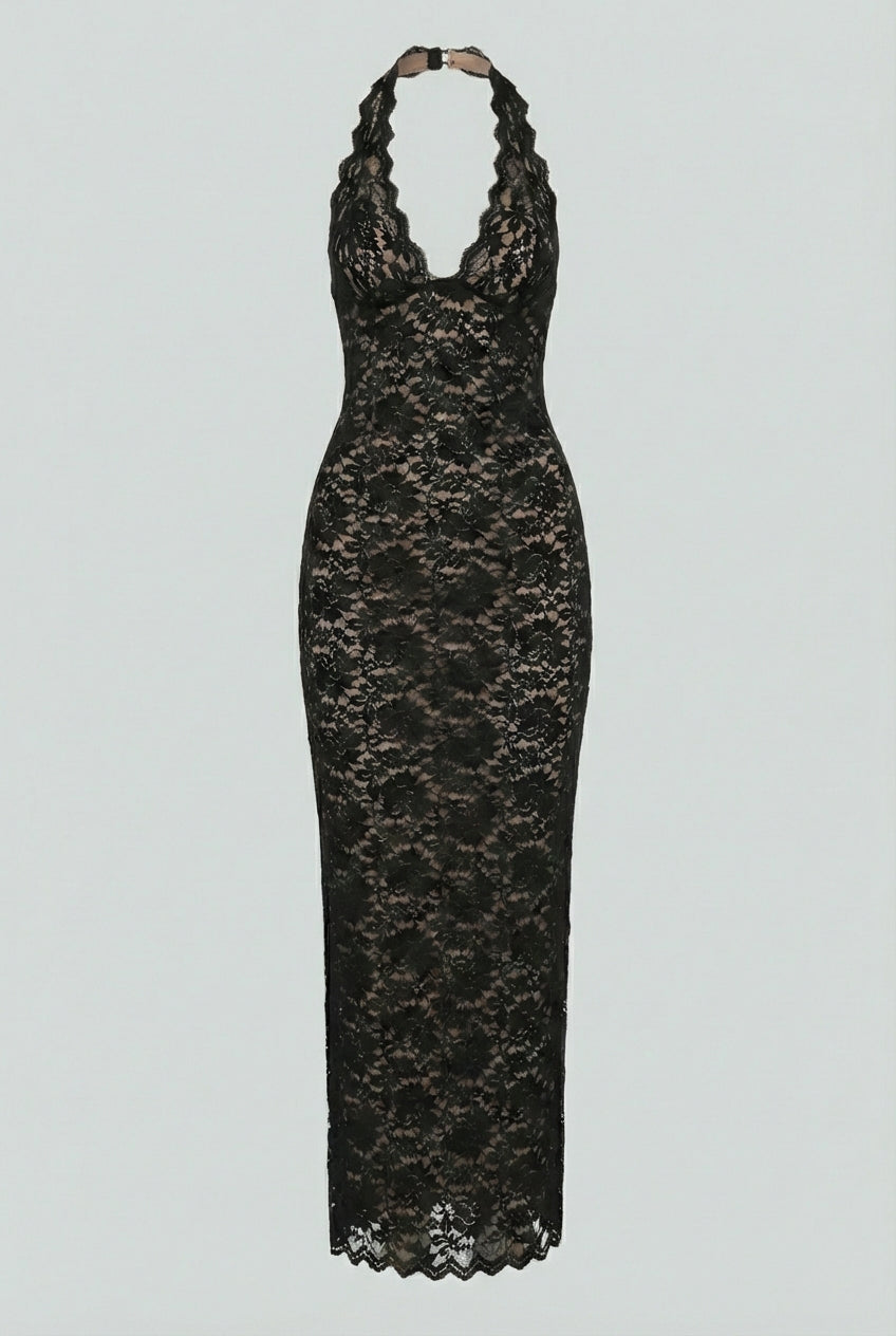 Isabella | Elegant Lace White Maxi Dress with Flattering Fit - Lumina