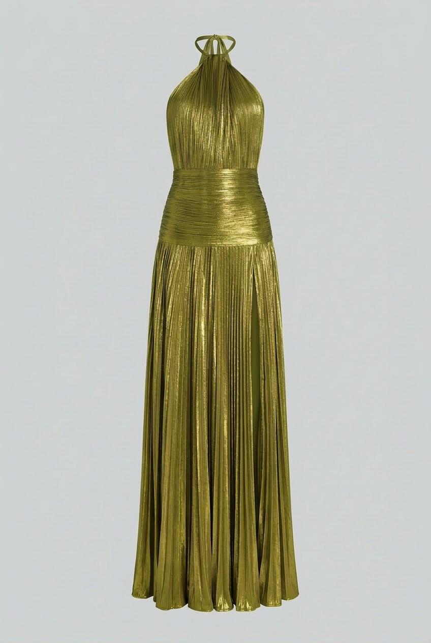 Isabella | Elegant Olive Green Maxi Dress with Flattering Silhouette - Lumina