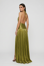 Isabella | Elegant Olive Green Maxi Dress with Flattering Silhouette - Lumina