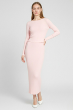 Isabella | Elegant Pink Maxi Skirt Set with Sophisticated Fit - Lumina