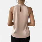 Isabella | Elegant Pleated Draped Satin Tank Top - Lumina