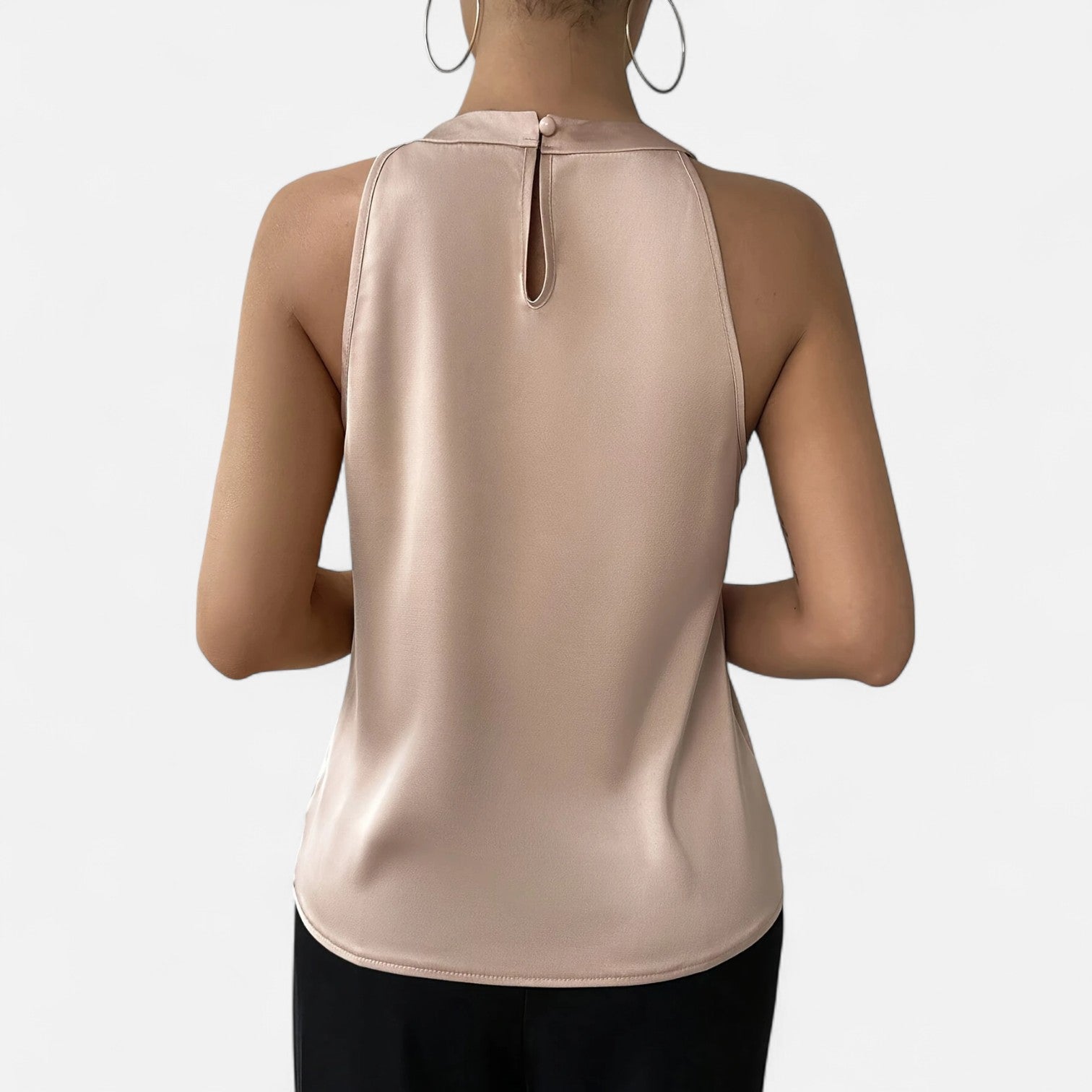 Isabella | Elegant Pleated Draped Satin Tank Top - Lumina