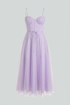 Isabella | Elegant Purple Midi Dress with Flattering Silhouette - Lumina