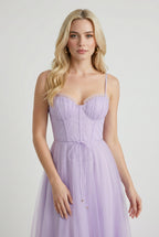 Isabella | Elegant Purple Midi Dress with Flattering Silhouette - Lumina