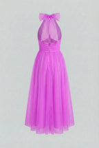 Isabella | Elegant Purple Midi Dress with Versatile Cut - Lumina