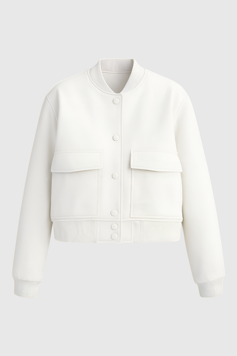 Isabella | Elegant White Bomber Jacket with Timeless Design - Lumina