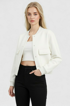 Isabella | Elegant White Bomber Jacket with Timeless Design - Lumina