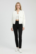 Isabella | Elegant White Bomber Jacket with Timeless Design - Lumina