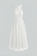 Isabella | Elegant White Midi Dress with Flattering Silhouette - Lumina