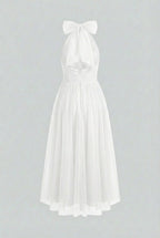 Isabella | Elegant White Midi Dress with Flattering Silhouette - Lumina