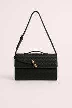 Isabella | Elegant Woven Brown Handbag with Adjustable Strap - Lumina