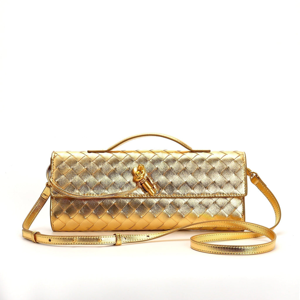 Isabella | Elegant Woven Brown Handbag with Adjustable Strap - Lumina