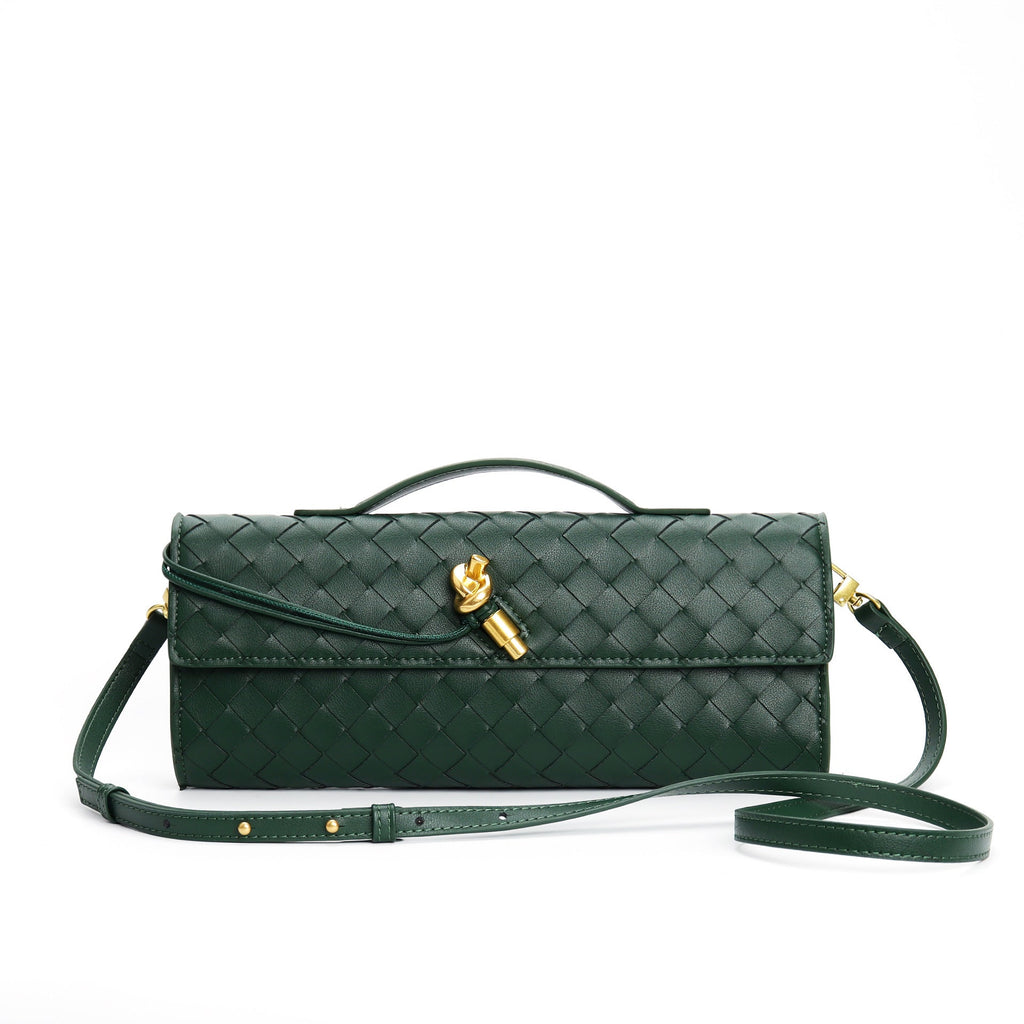 Isabella | Elegant Woven Brown Handbag with Adjustable Strap - Lumina