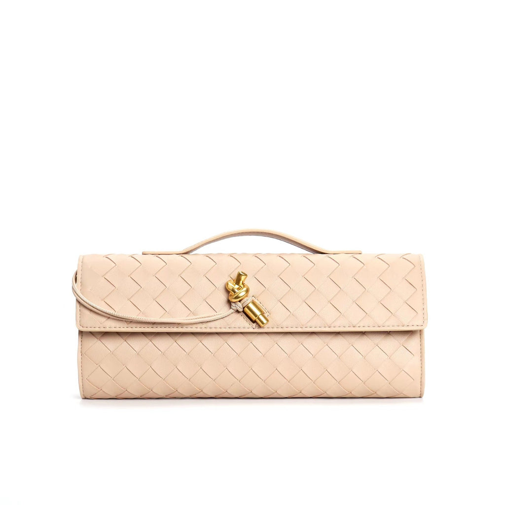 Isabella | Elegant Woven Brown Handbag with Adjustable Strap - Lumina