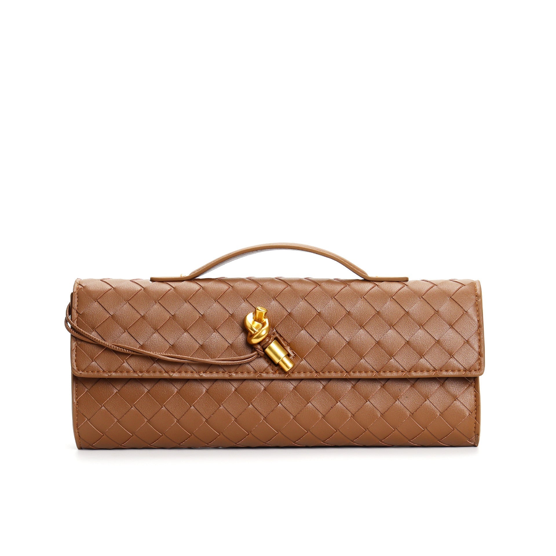 Isabella | Elegant Woven Brown Handbag with Adjustable Strap - Lumina
