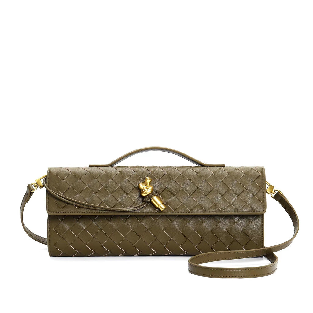 Isabella | Elegant Woven Brown Handbag with Adjustable Strap - Lumina