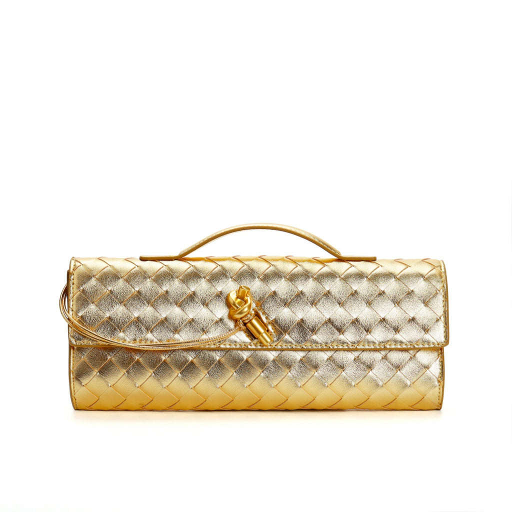 Isabella | Elegant Woven Brown Handbag with Adjustable Strap - Lumina