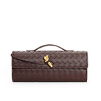 Isabella | Elegant Woven Brown Handbag with Adjustable Strap - Lumina