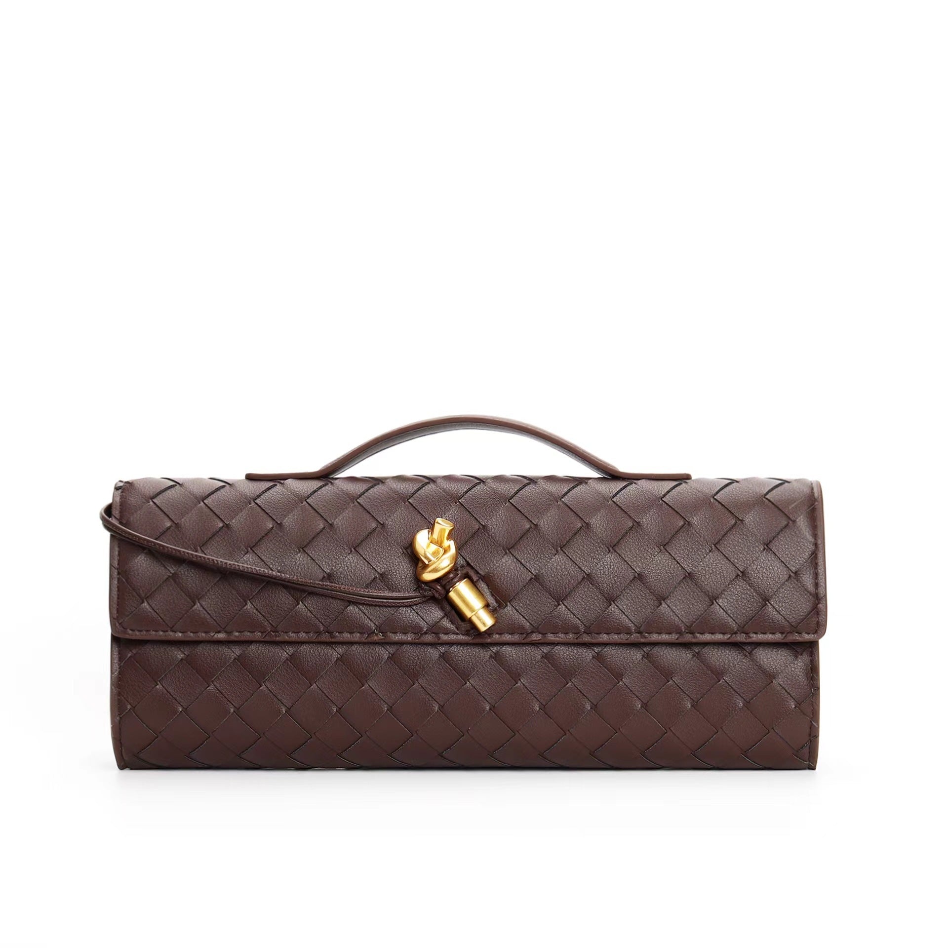 Isabella | Elegant Woven Brown Handbag with Adjustable Strap - Lumina