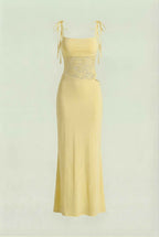 Isabella | Elegant Yellow Lace Summer Dress with Versatile Fit - Lumina