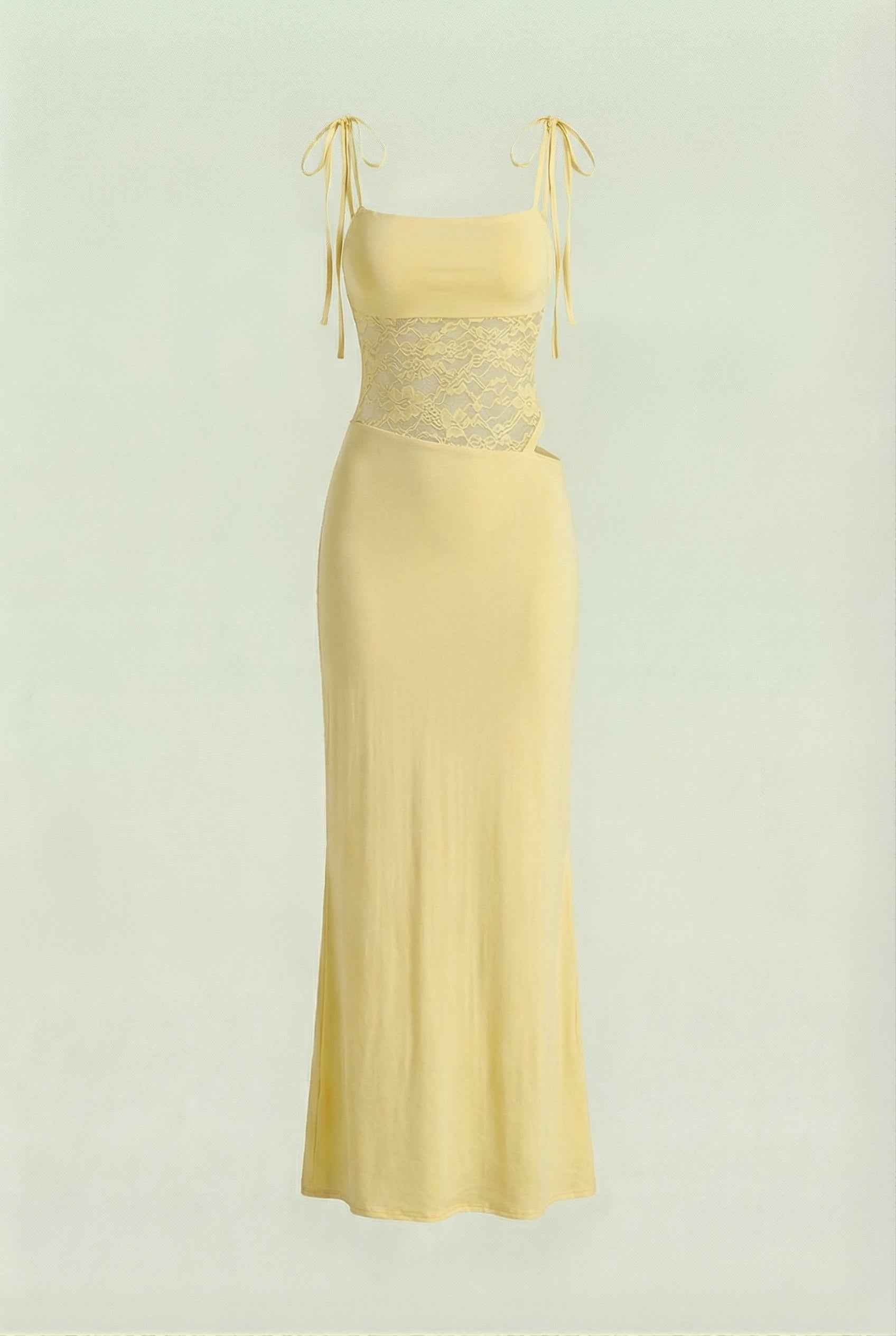 Isabella | Elegant Yellow Lace Summer Dress with Versatile Fit - Lumina