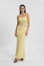 Isabella | Elegant Yellow Lace Summer Dress with Versatile Fit - Lumina