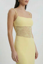Isabella | Elegant Yellow Lace Summer Dress with Versatile Fit - Lumina