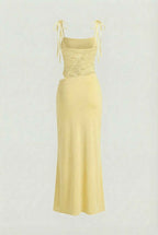 Isabella | Elegant Yellow Lace Summer Dress with Versatile Fit - Lumina